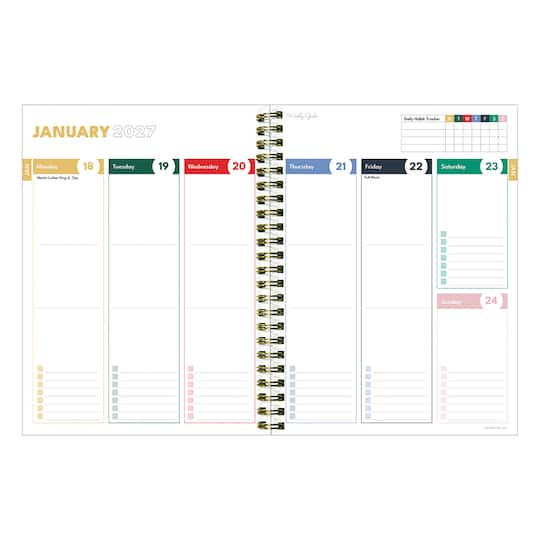 2027 Pastel Plaid Medium Weekly Monthly Planner